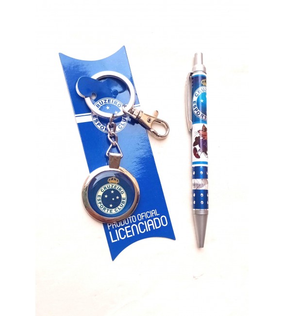 Kit Caneta esferografica plastica + chaveiro do Cruzeiro - produto oficial Kit Caneta esferografica plastica + chaveiro do Cruzeiro - produto oficial